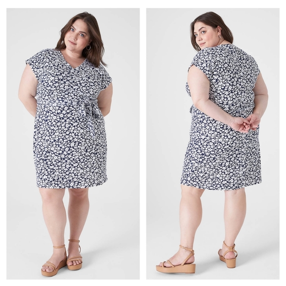 Lane Bryant Dresses & Skirts - Lane Bryant Cap Sleeve V Neck Dolman Belted Dress in Ali Floral 22 24